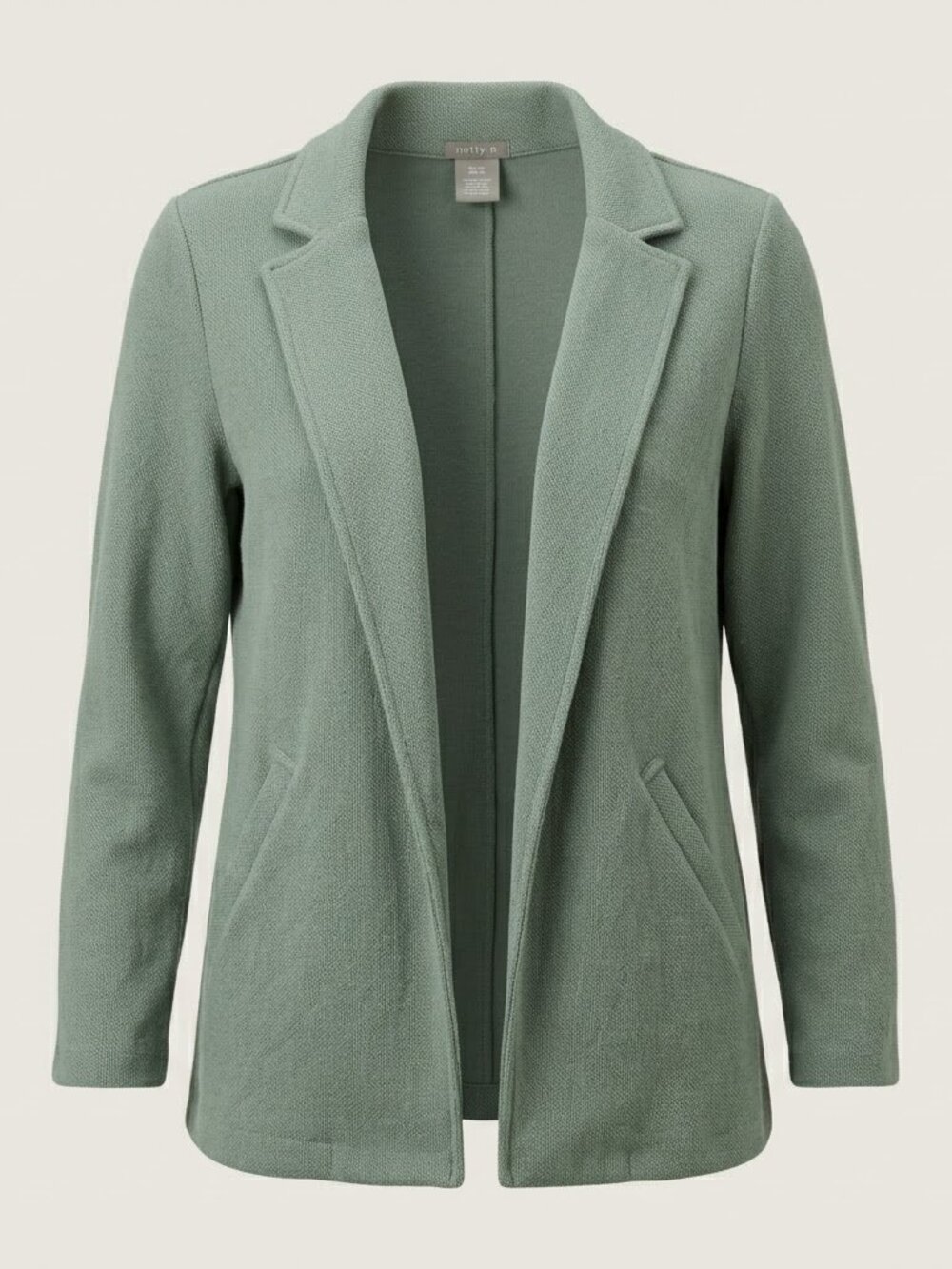 Matty M Sage Green Textured Open-Front Knit Blazer - Size XL